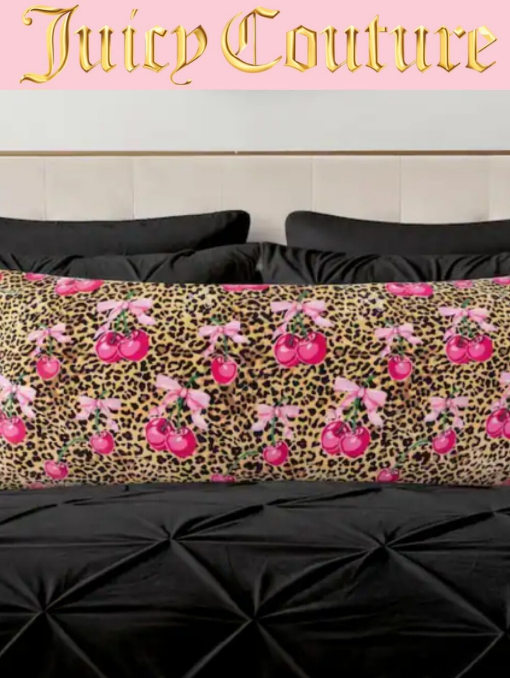 Juicy Couture Home Wild Cherries Leopord Print Decorative Plush Body Pillow